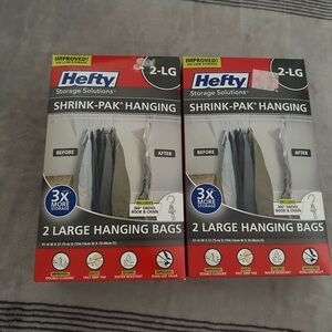 Hefty Shrink-Pak Hanging Bags - 2 boxes of 2 each - brand new